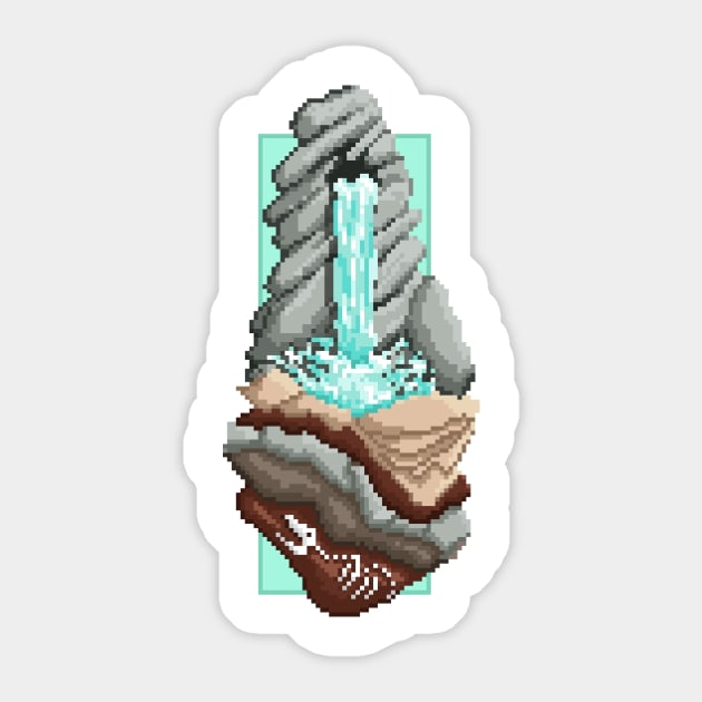 Pixel Landscape : Water Fall Sticker by Draad